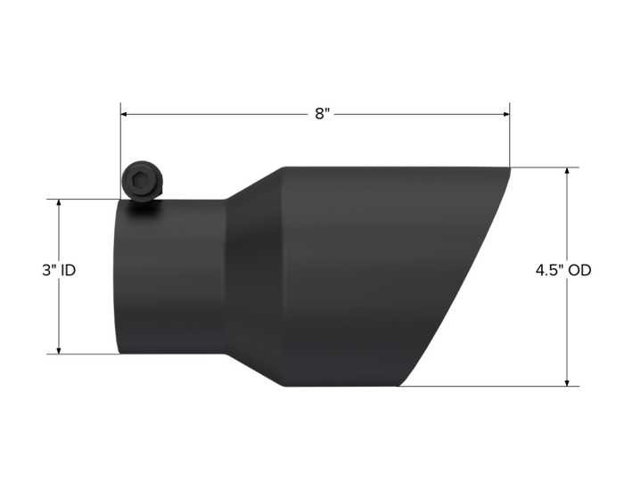 MBRP Universal Tip 4.5in OD 3in Inlet 8in Length Dual Walled Angled Exhaust Tip - Black