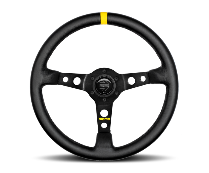 Momo MOD07 Steering Wheel 350 mm -  Black Leather/Black Spokes/1 Stripe