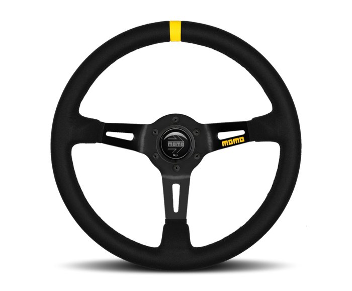 Momo MOD08 Steering Wheel 350 mm -  Black Suede/Black Spokes/1 Stripe