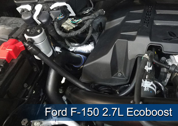 J&L 2011-2025 Ford F-150 2.7L/3.5L/5.0L Passenger Side Oil Separator 3.0 - Clear Anodized