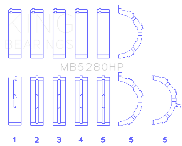 King Ford Prod. V8 4.6L/5.4L Will Not Fit 13-14 GT500 Performance Main Bearing Set - Size STD