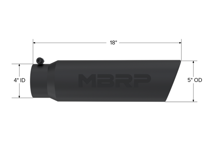 MBRP Universal 5in OD Angled Rolled End 4in Inlet 18in Length Black Finish Exhaust Tip