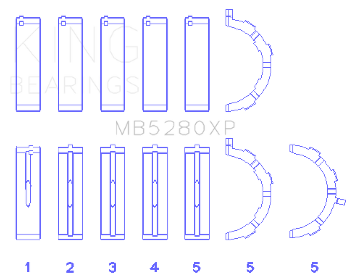 King Engine Bearings Ford Prod. V8 4.6L/5.4L (Size STD) Performance Main Bearing Set - Size STD