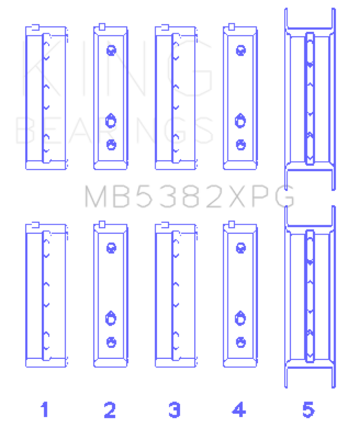 King Subaru EJ20/EJ22/EJ25 (Thrust in #5 Position) Tri-Metal Perf Main Bearing Set - Size +0.26mm