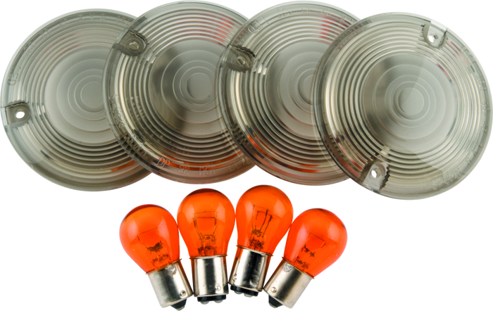 Bikers Choice 86-17 H-D Models Smoked Turn Signal Flat Lens/Amber Bulb Kit H-D 69308-02