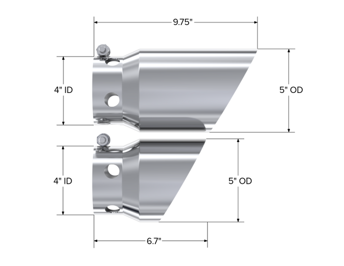 MBRP 2008 Ford F250/350/450 6.4 L 4 inlet 5 Tip Cover Set - 6 and 9 in length