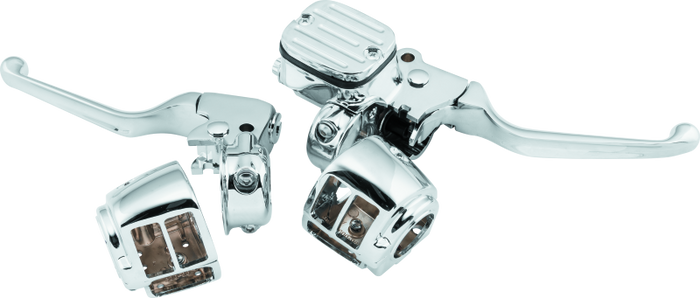 Bikers Choice 96-06 Big Twin 96-03 XL With 9/16 Bore Master Cylinder Chrome Handlebar Control Kit