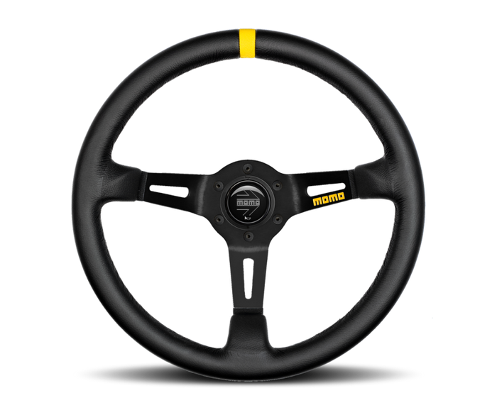 Momo MOD08 Steering Wheel 350 mm -  Black Leather/Black Spokes/1 Stripe