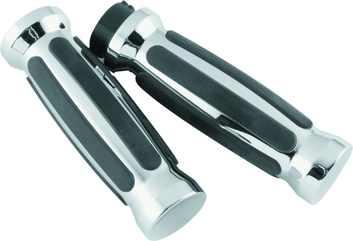 Bikers Choice 81-17 XL & Big Twin Dual Cable Chrome & Black Sensation Grips Pr