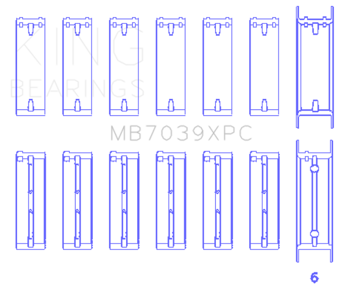 King Engine Bearings BMW M20/M50 2.0L/2.5L/2.7L Crankshaft Main Bearings Set - 7 Pairs Coated