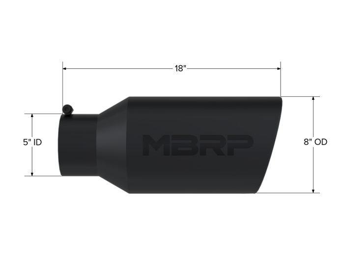 MBRP Universal Tip 8in OD Rolled End 5in Inlet 18in Length T304 - Black