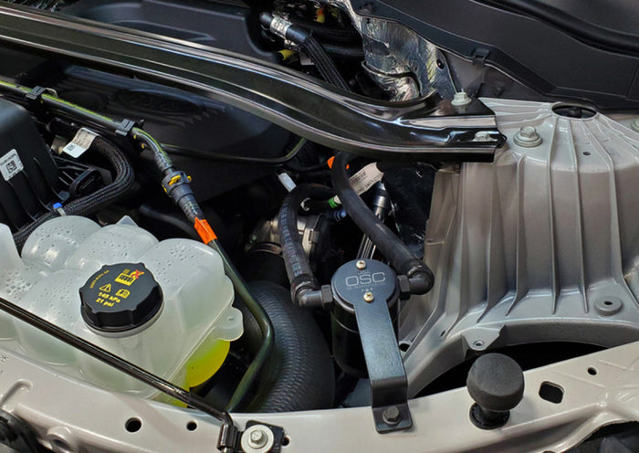 J&L 2020-2024 Ford Explorer 2.3L EcoBoost Driver Side Oil Separator 3.0 - Black Anodized