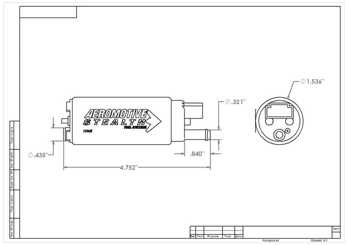 Aeromotive 340 Series Stealth In-Tank E85 Fuel Pump - Offset Inlet - Inlet Inline w/Outlet