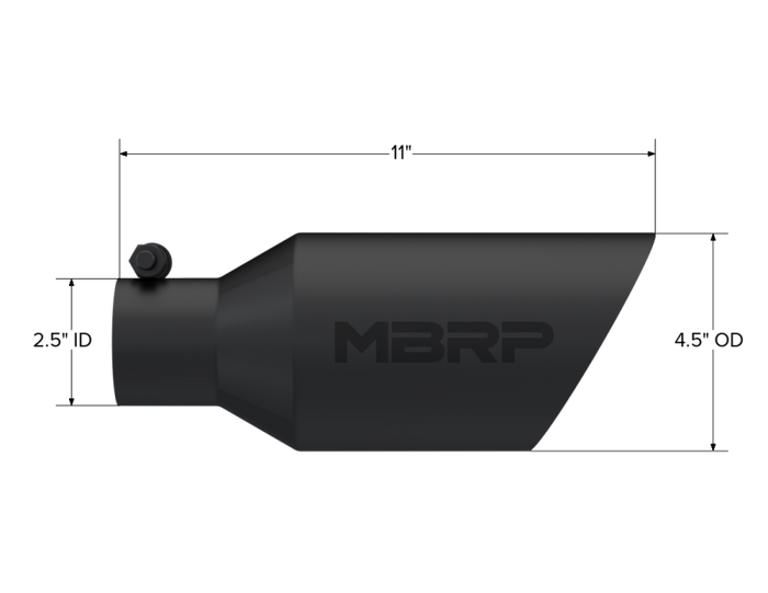 MBRP Universal Dual Wall Angle Rolled End Tip 4-1/2in OD / 2-1/2in Inlet / 11in Length - Black